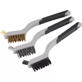   EXTOL PREMIUM drótkefe klt., 3 db: nylon-, réz- és rozsdamentes acél szál, 3×8 sor, 180mm, kétkomponensű TPR+PP puha műanyag nyél