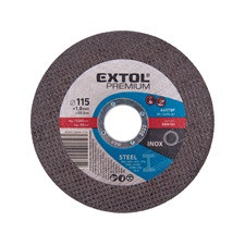 EXTOL PREMIUM vágókorong acélhoz/inoxhoz, kék; 115×1,0×22,2mm, max 13300 ford/perc, (darabáras, de csak ötösével rendelhető)