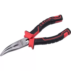   EXTOL PREMIUM hajlított csőrű rádiós fogó; 160mm, duál  vörös/fekete, TPR nyél, akasztós szerszámtartó