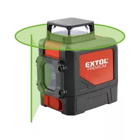   EXTOL PREMIUM automatikus lézeres vízszintező, ZÖLD, 1D1V (1×360°+1V) pontosság: 0,3mm/1m, 1/4" menet
