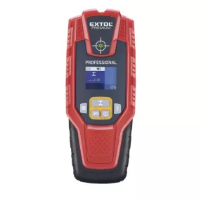   EXTOL PREMIUM digitális detektor, rejtett fém (vas, réz, alu) és fa tárgyak, illetve feszültség alatti vezeték keresésére, LCD kijelző