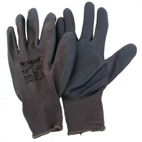   EXTOL PREMIUM Kötött kesztyű szürke nylon, méret: 10' nitrilbe mártott teny. és ujjhegy., gumírozott mandzsetta