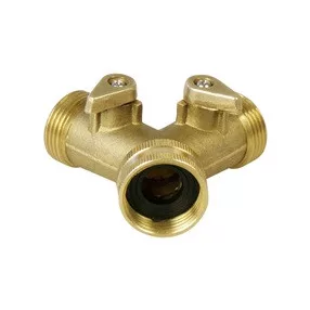 EXTOL PREMIUM elzárható Y-csatlakozó; réz, 3/4"