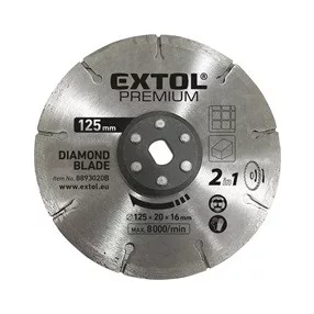   EXTOL PREMIUM gyémántvágó korong 125×20mm,  2az1ben Twin Blade rendszer, kőhöz és csempéhez, 8893020 vágógéphez